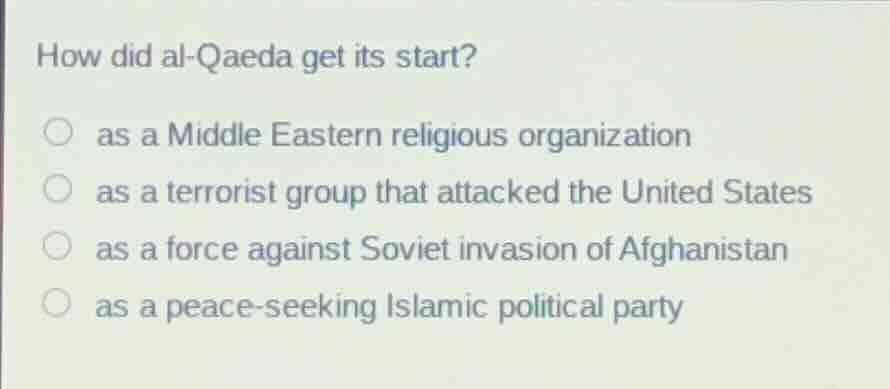 how did al-qaeda get its start? as a middle eastern religious organizat…
