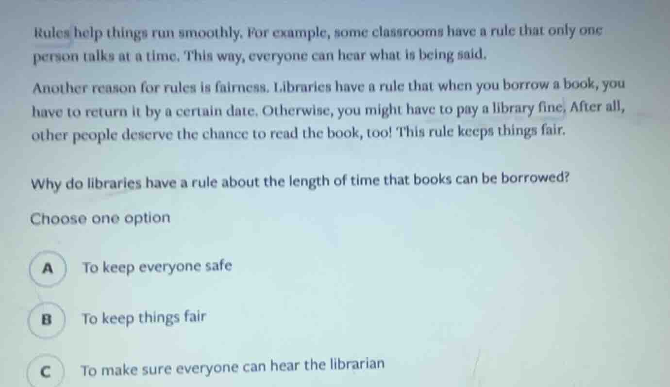 rules help things run smoothly. for example, some classrooms have a rul…