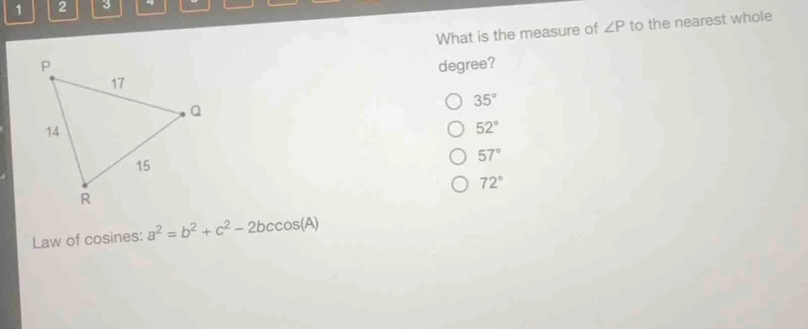 what is the measure of $angle p$ to the nearest whole degree?$\bigcirc$…
