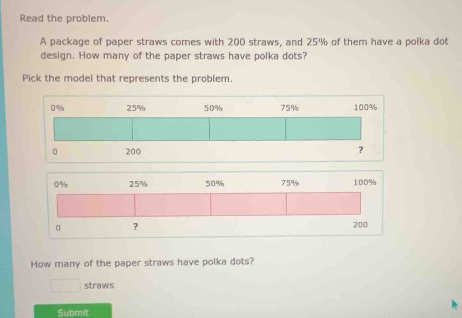 read the problem. a package of paper straws comes with 200 straws, and …