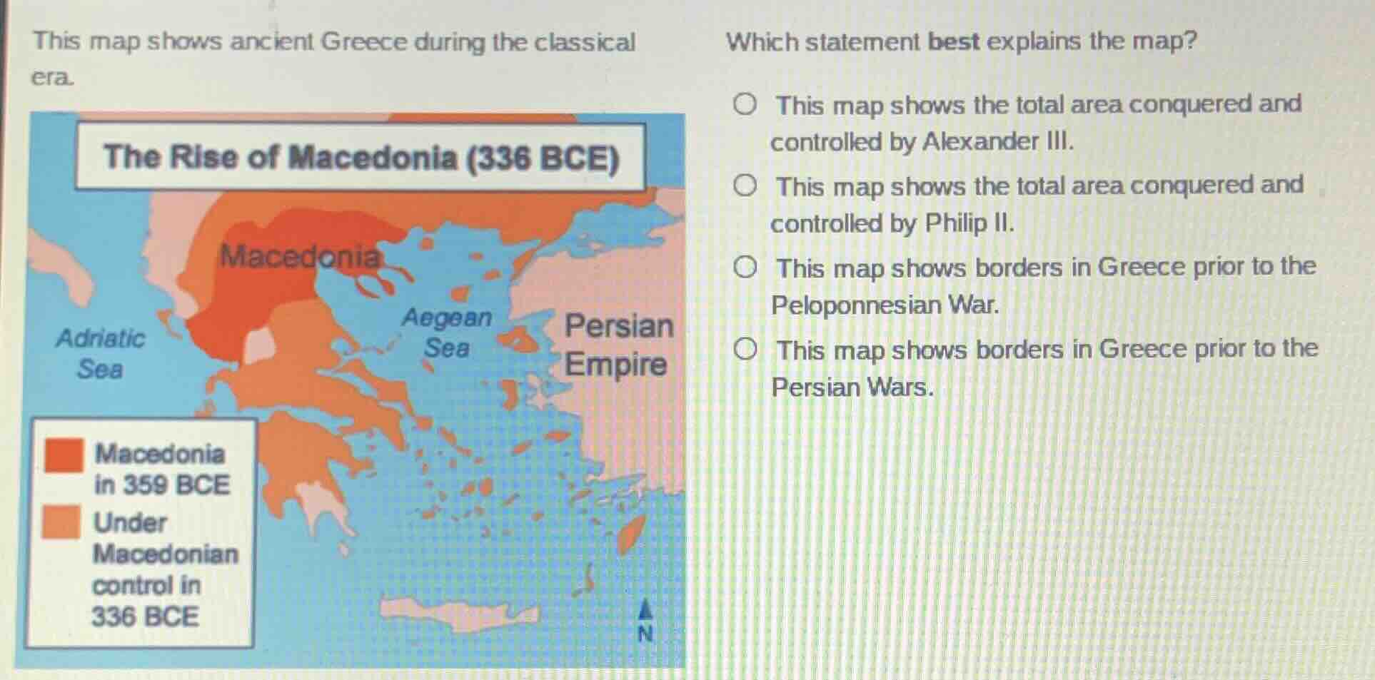 this map shows ancient greece during the classical era. the rise of mac…