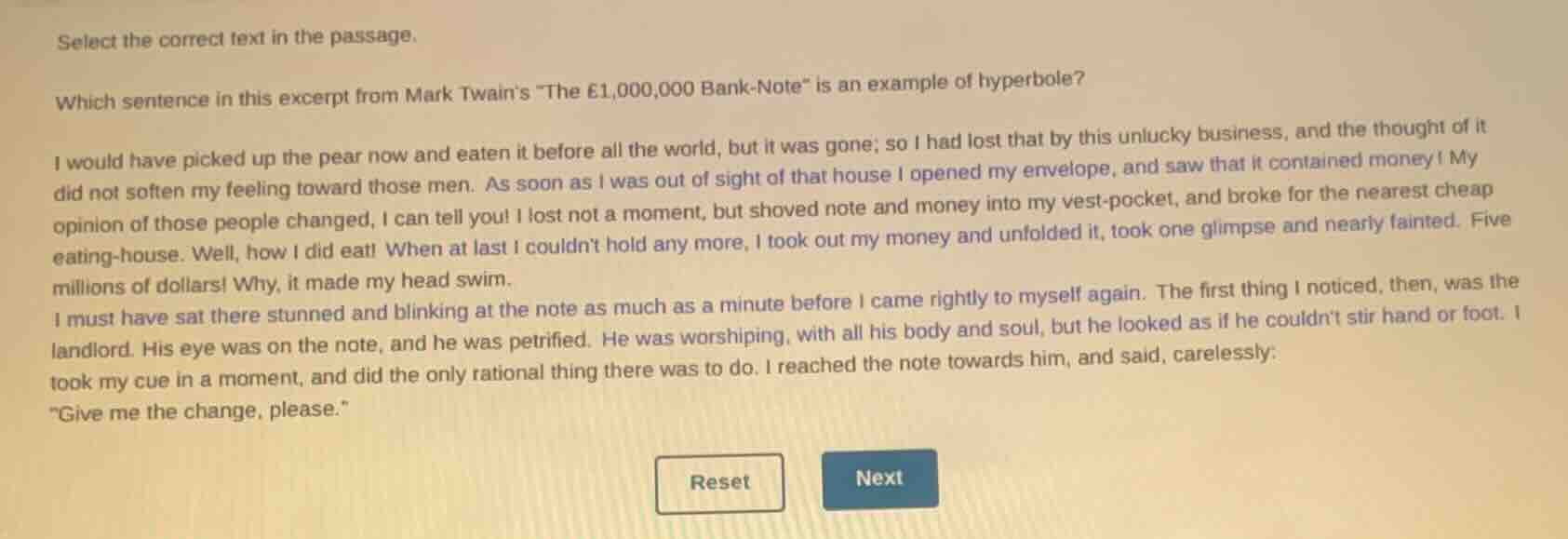 select the correct text in the passage. which sentence in this excerpt …