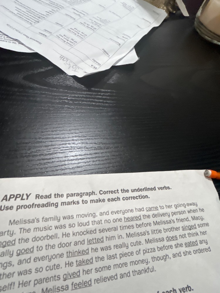 apply read the paragraph. correct the underlined verbs. use proofreadin…