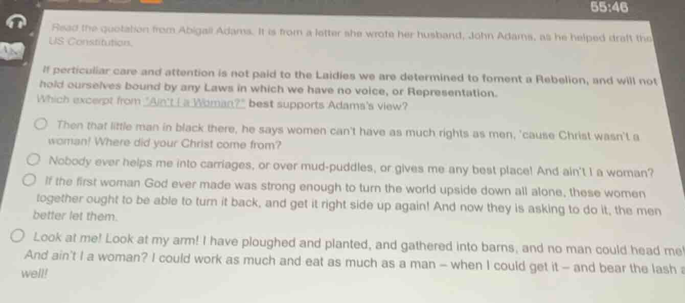 read the quotation from abigail adams. it is from a letter she wrote he…