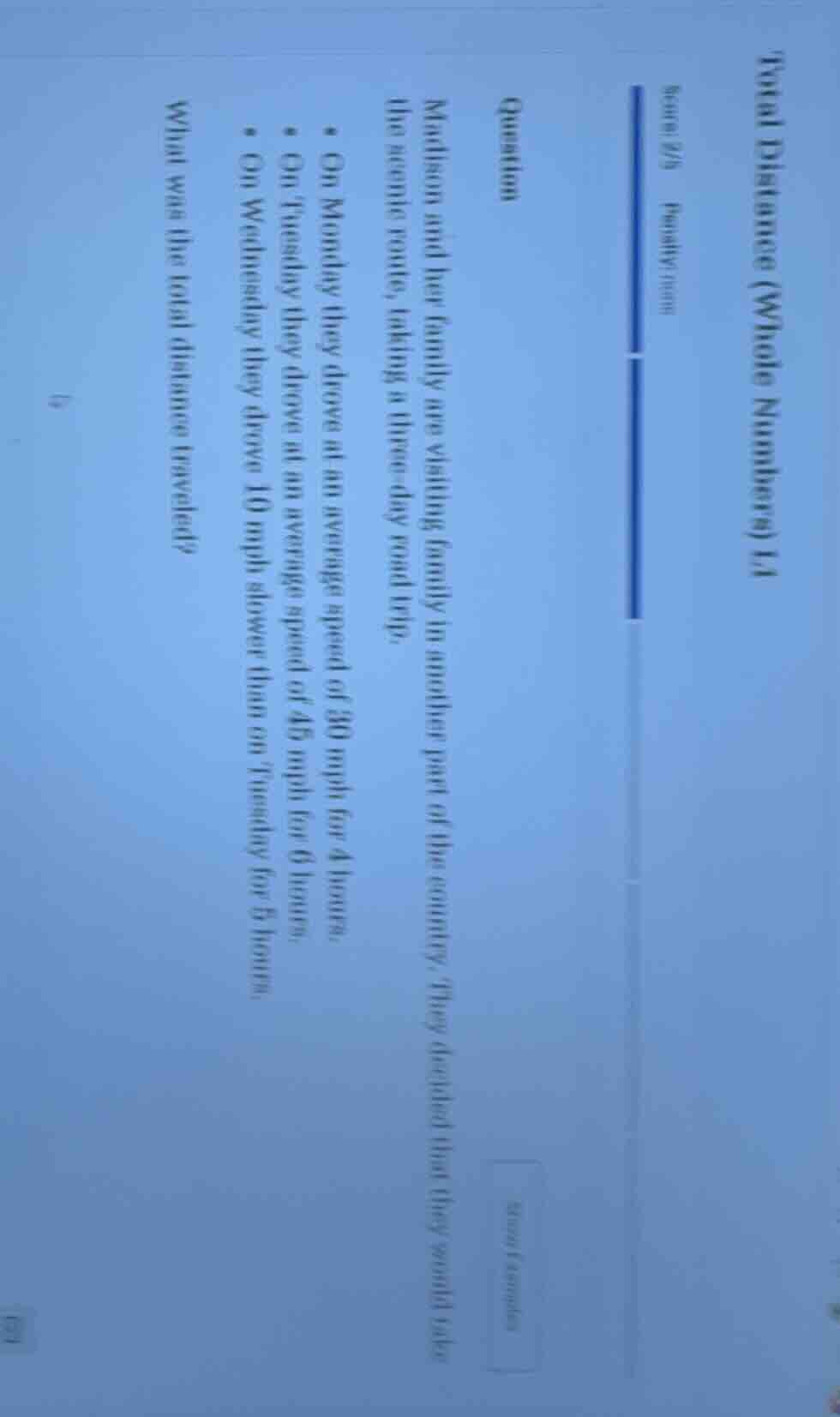 total distance (whole numbers) 1.1 score: 2/5 penalty: none question ma…