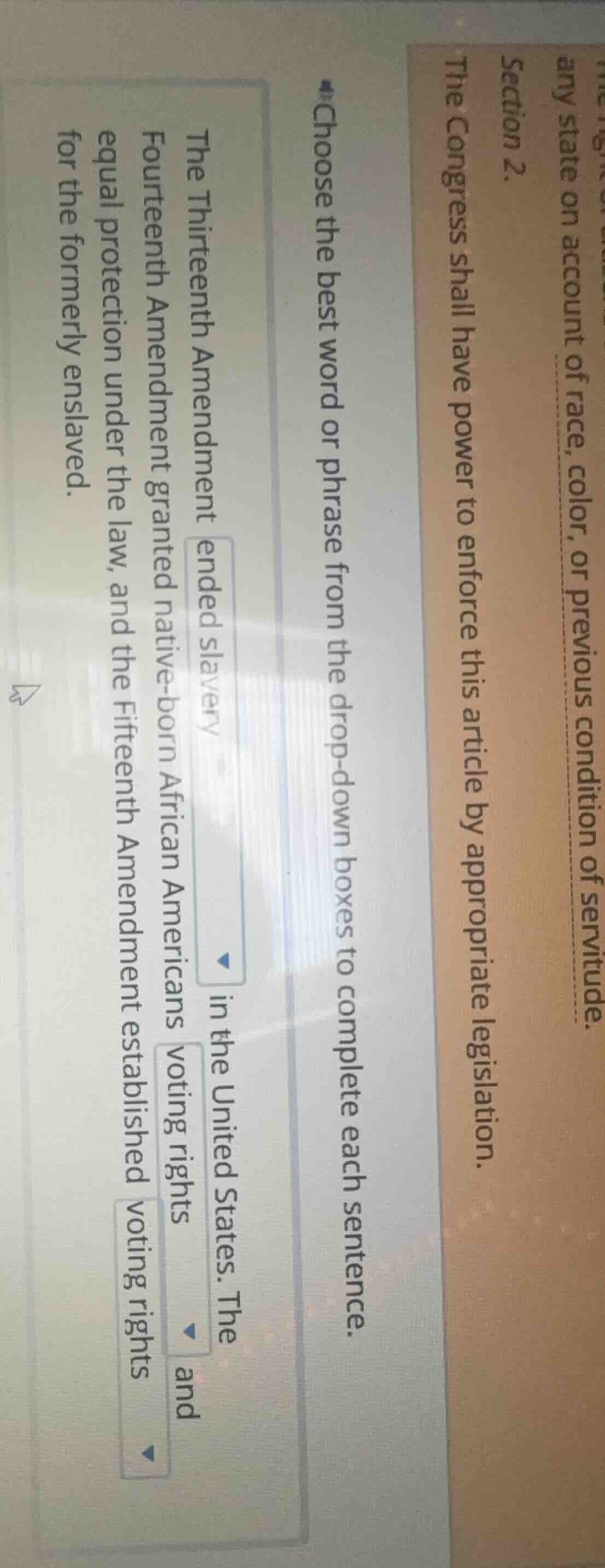 any state on account of race, color, or previous condition of servitude…