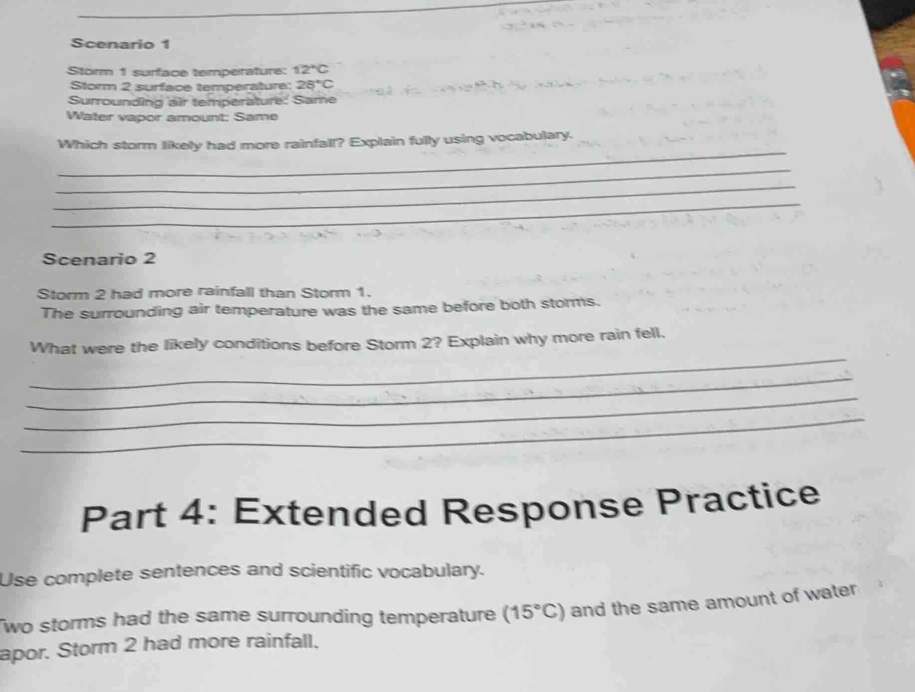 scenario 1 storm 1 surface temperature: 12℃ storm 2 surface temperature…