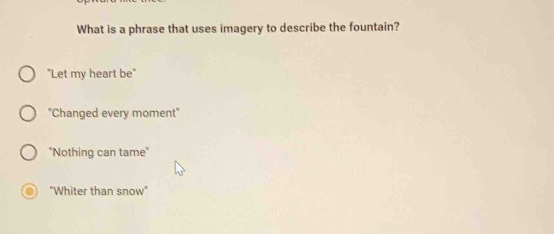 what is a phrase that uses imagery to describe the fountain? \let my he…