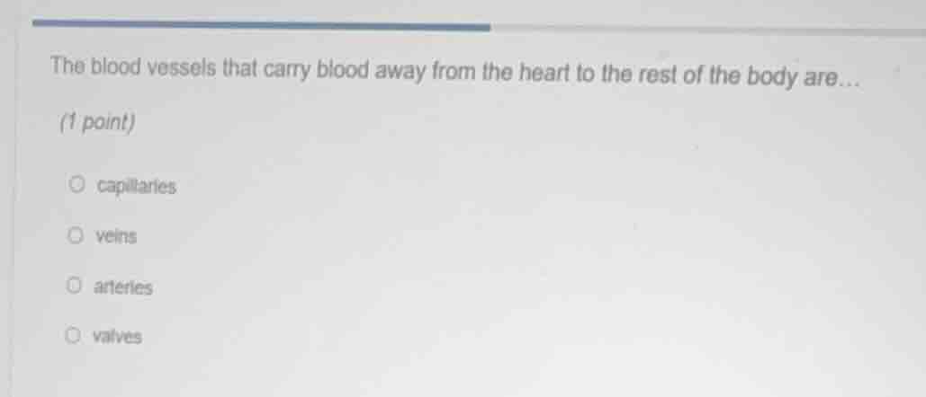 the blood vessels that carry blood away from the heart to the rest of t…