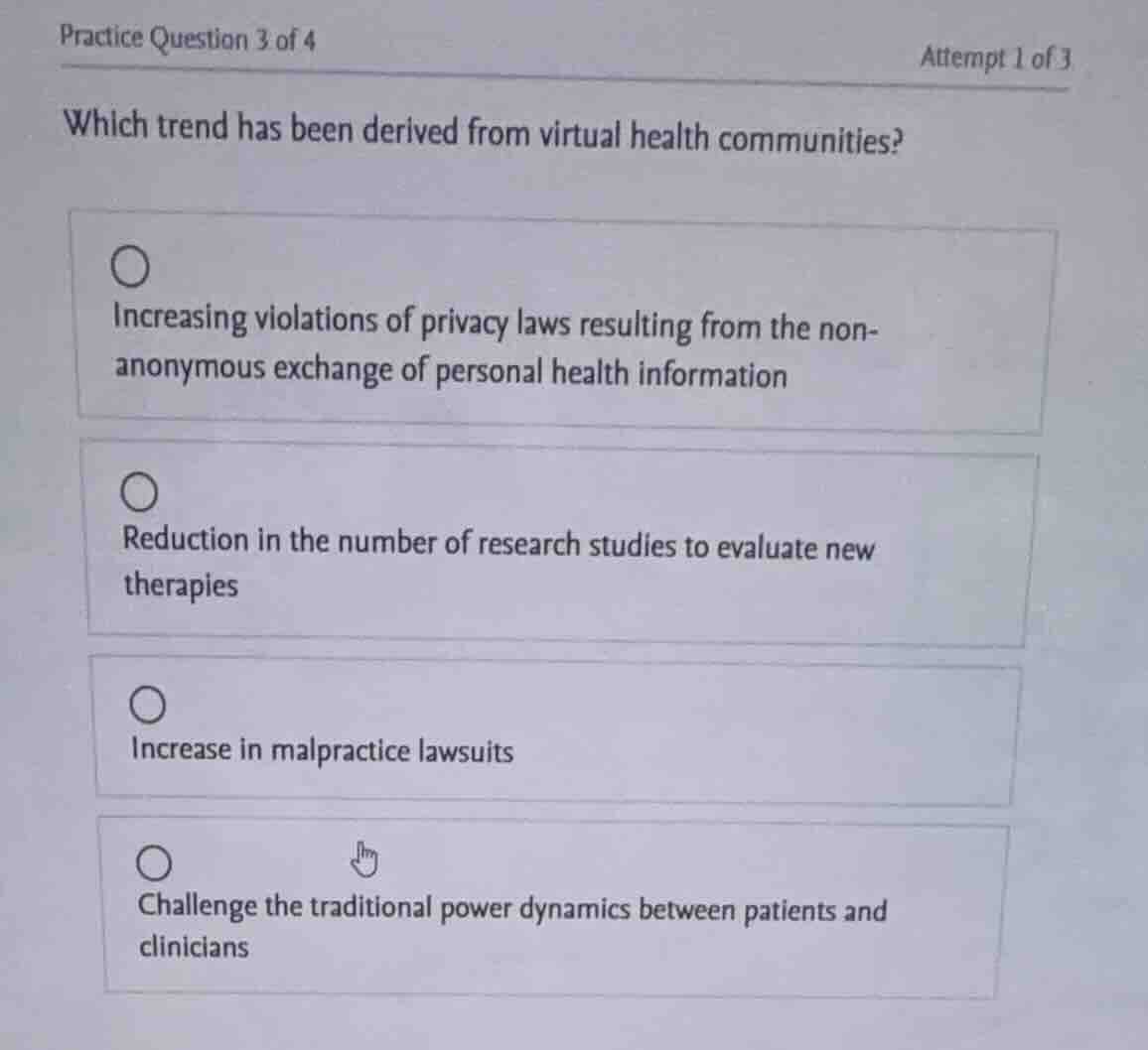 practice question 3 of 4 attempt 1 of 3 which trend has been derived fr…