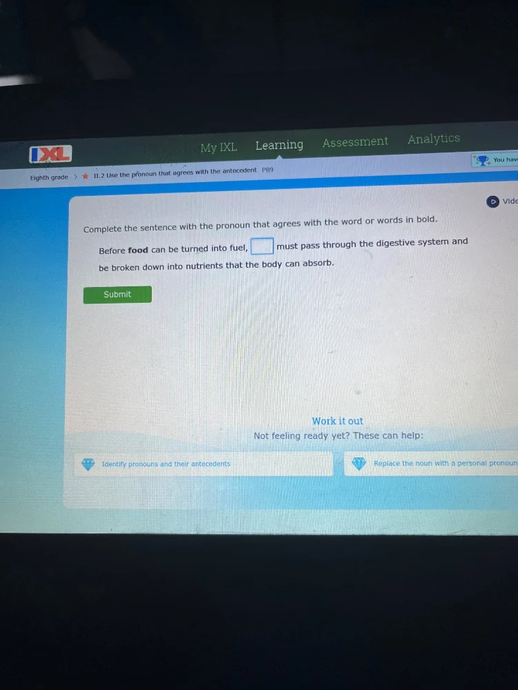 my ixl learning assessment analytics you hav eighth grade > ii.2 use th…