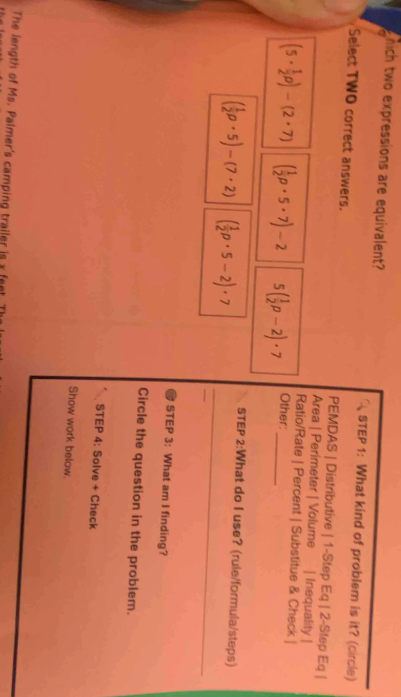 which two expressions are equivalent? select two correct answers. $(5 \…