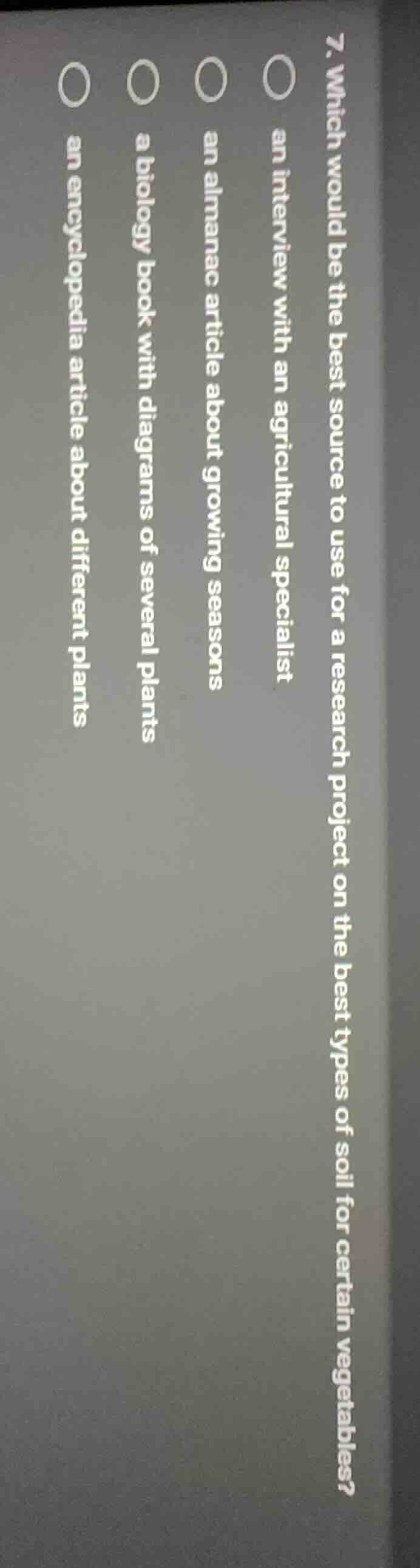 7. which would be the best source to use for a research project on the …