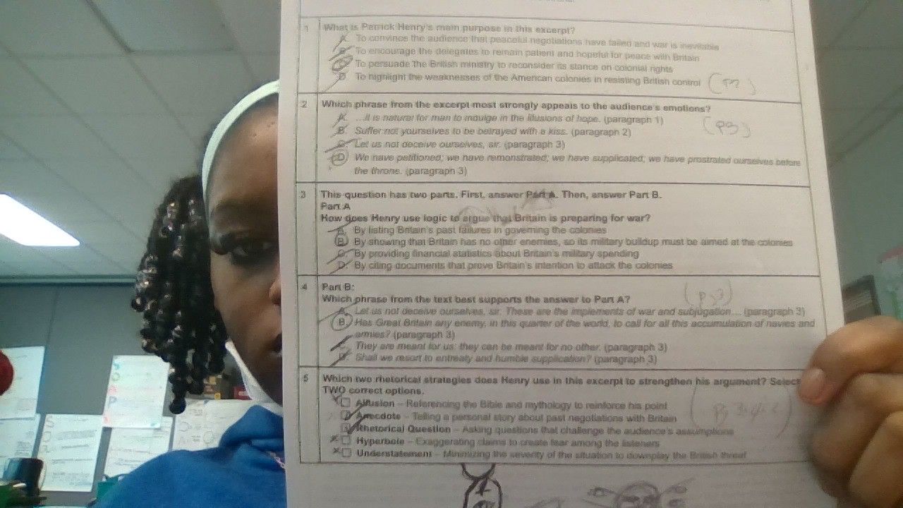 1 what is patrick henrys main purpose in this excerpt?a. to convince th…