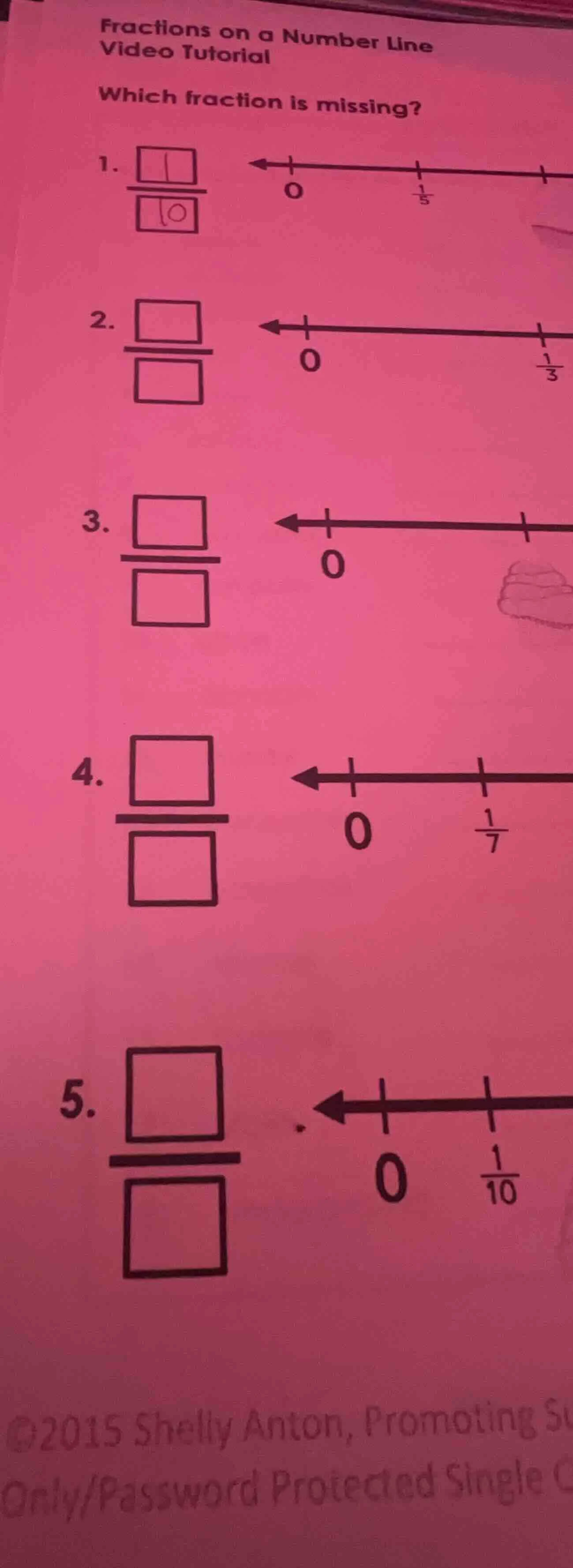 fractions on a number line video tutorial which fraction is missing? 1.…