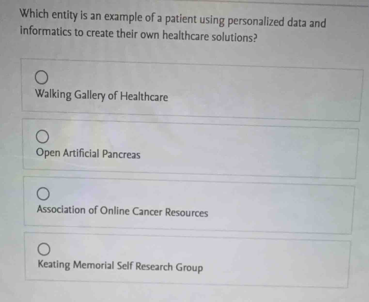 which entity is an example of a patient using personalized data and inf…