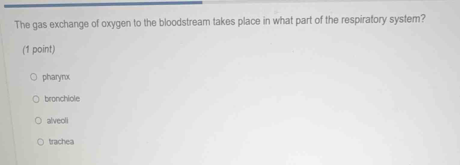 the gas exchange of oxygen to the bloodstream takes place in what part …