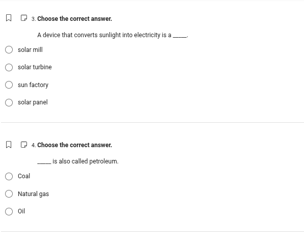 3. choose the correct answer. a device that converts sunlight into elec…
