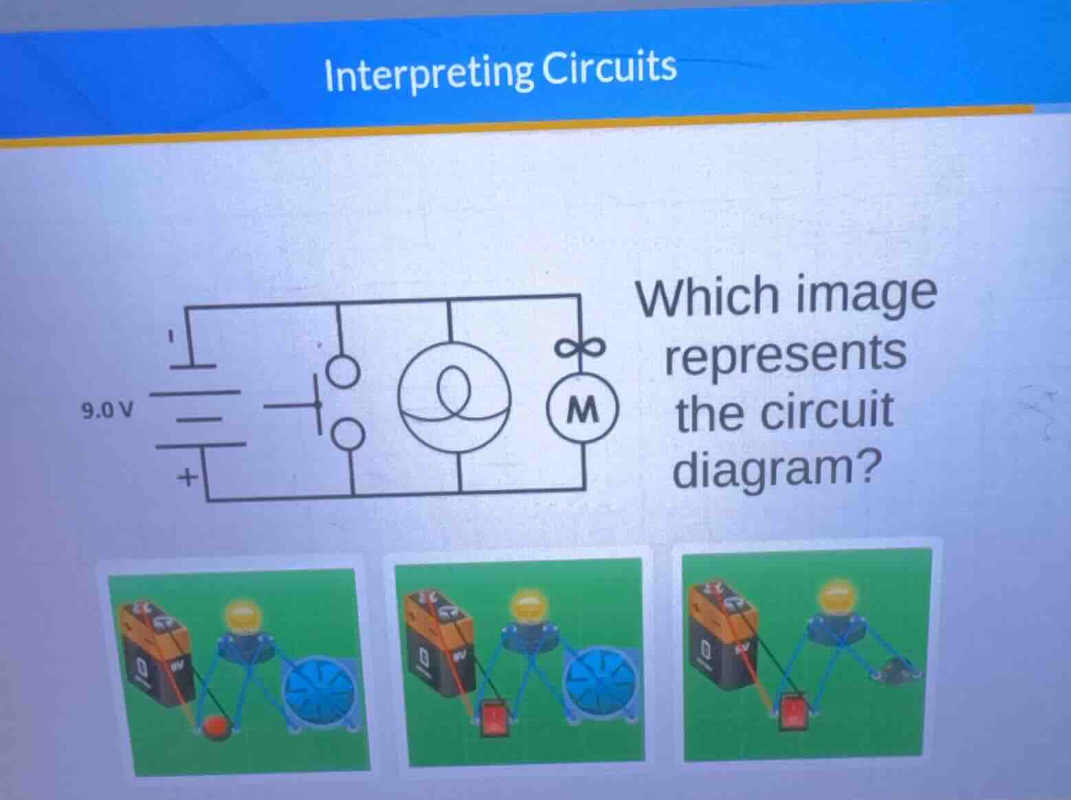 interpreting circuits 9.0 v which image represents the circuit diagram?