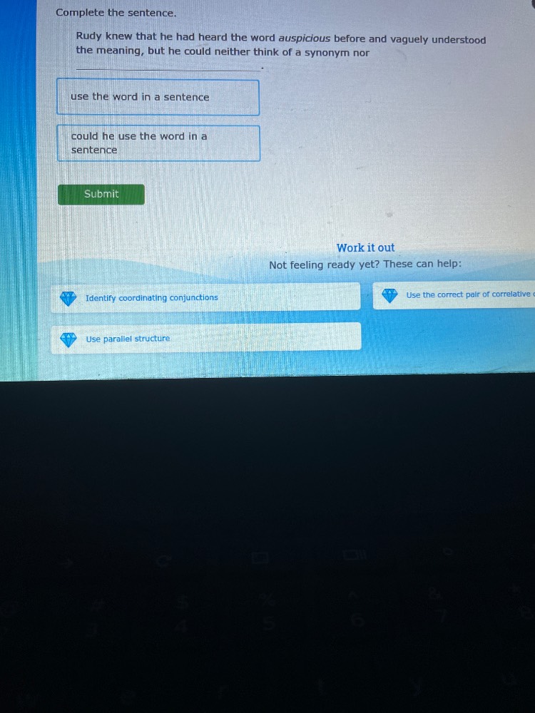 complete the sentence. rudy knew that he had heard the word auspicious …