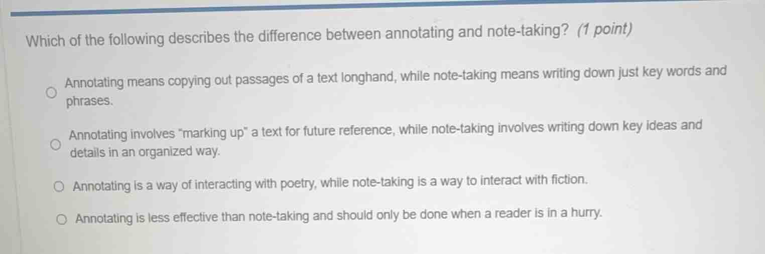 which of the following describes the difference between annotating and …