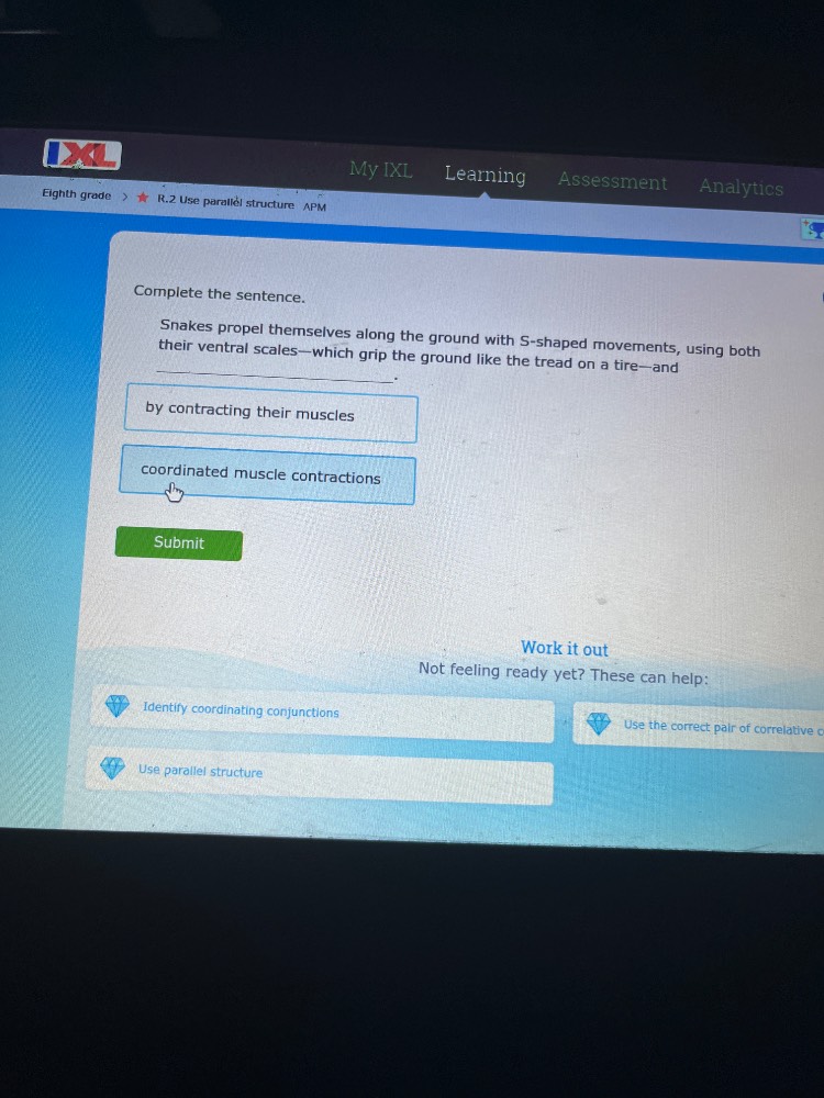 complete the sentence. snakes propel themselves along the ground with s…