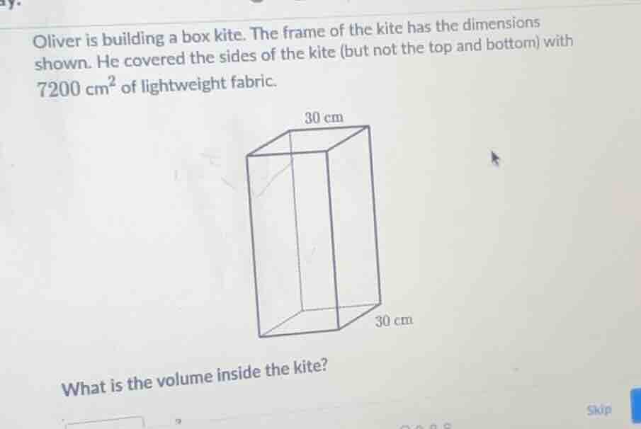 oliver is building a box kite. the frame of the kite has the dimensions…