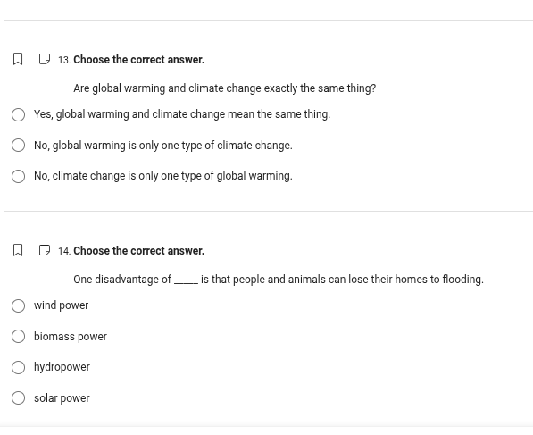 13. choose the correct answer. are global warming and climate change ex…