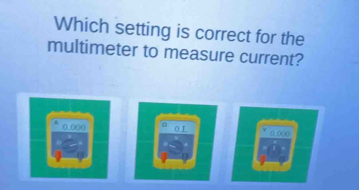 which setting is correct for the multimeter to measure current?