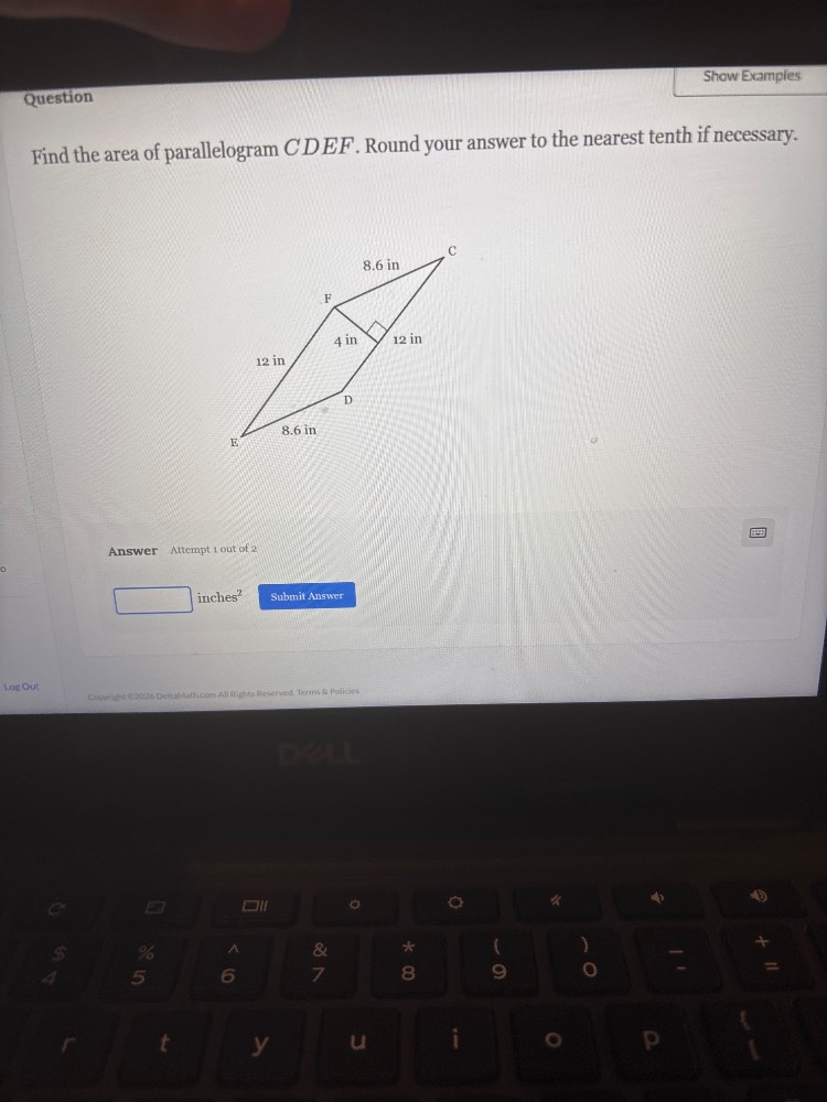 question show examples find the area of parallelogram cdef. round your …