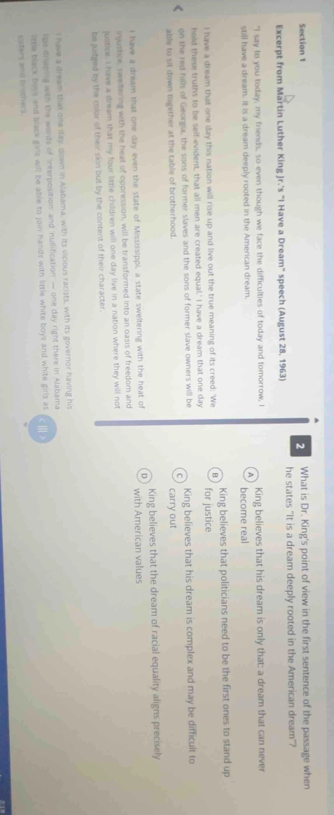 section 1excerpt from martin luther king jr.s \i have a dream\ speech (…