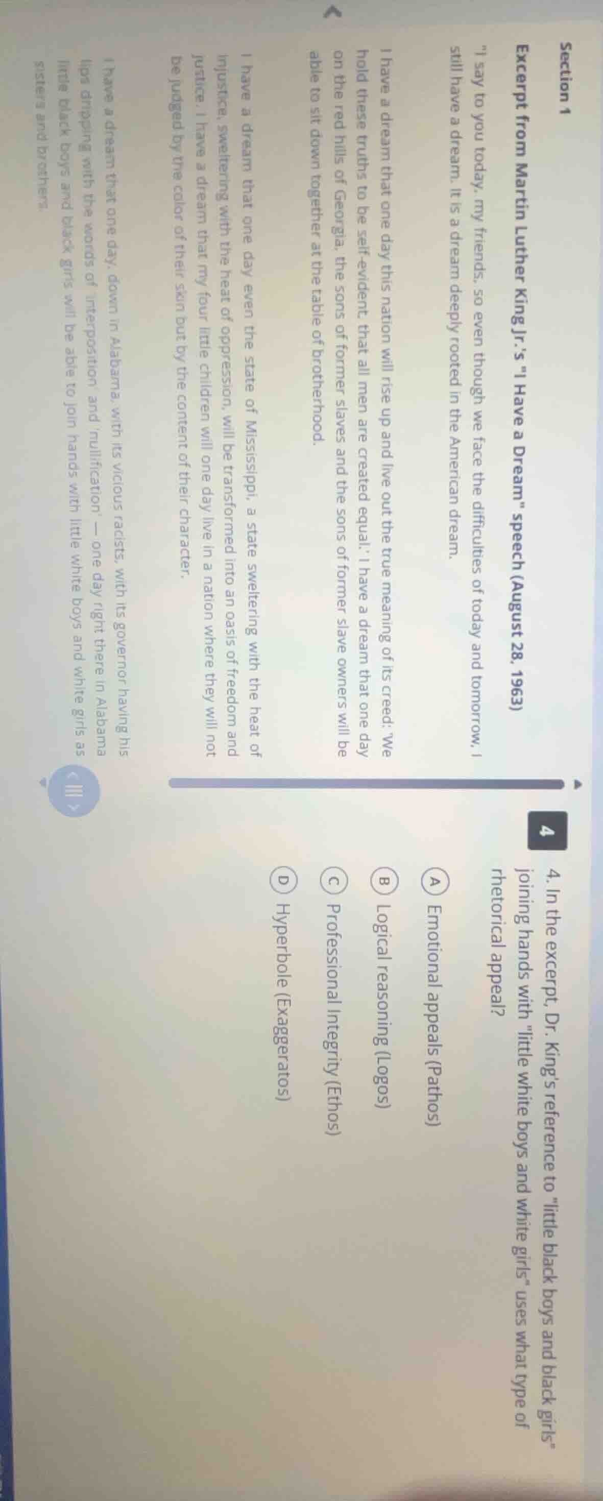 section 1excerpt from martin luther king jr.s \i have a dream\ speech (…