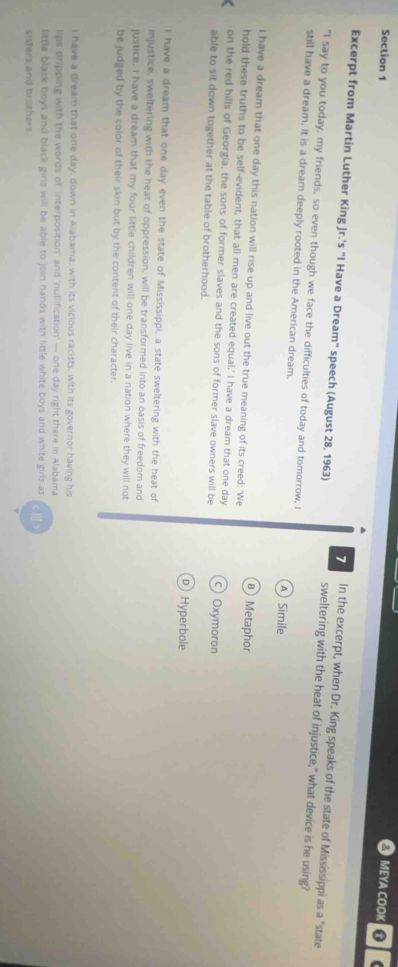 section 1 excerpt from martin luther king jr.s \i have a dream\ speech …