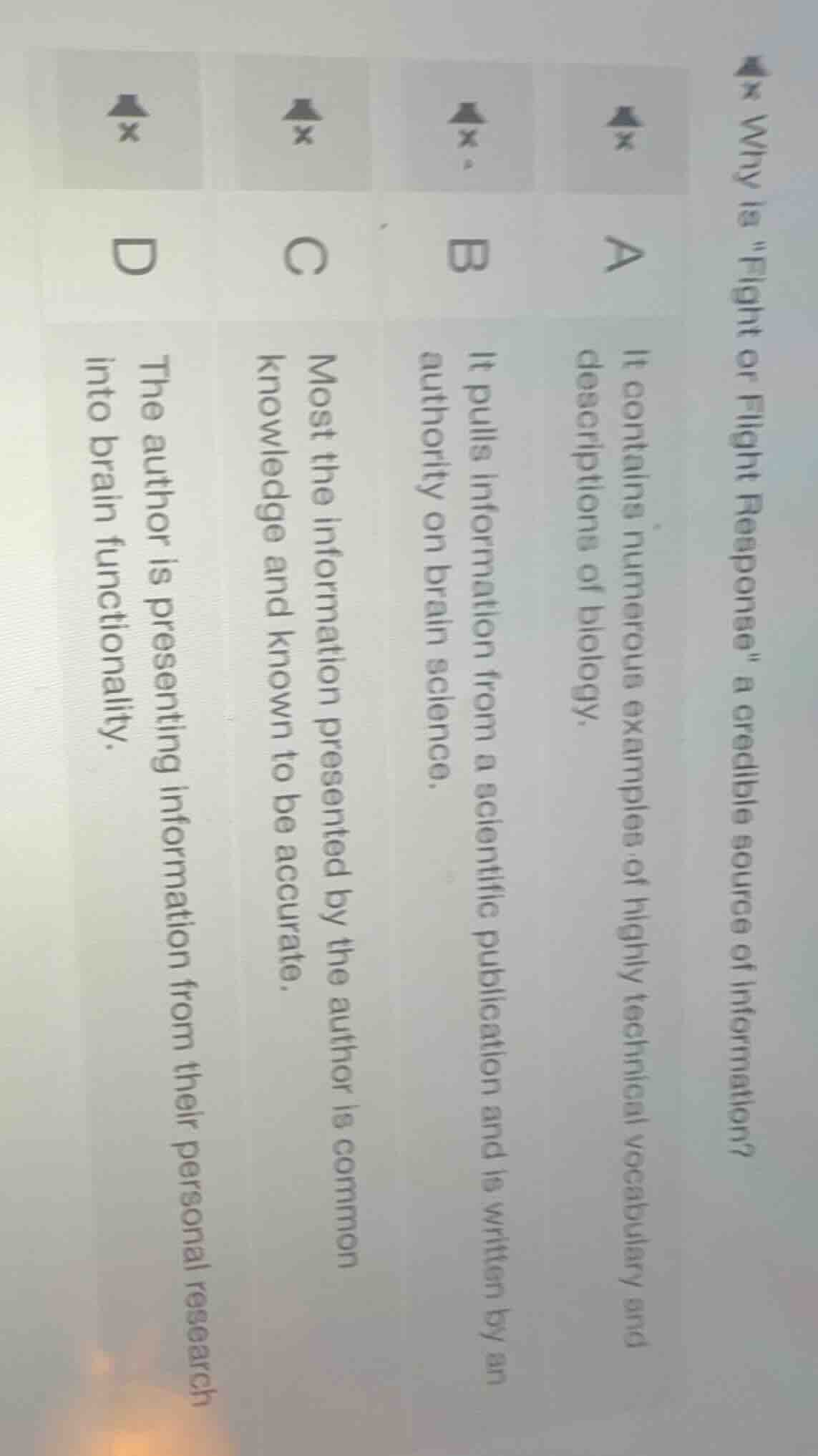 why is \fight or flight response\ a credible source of information? a. …