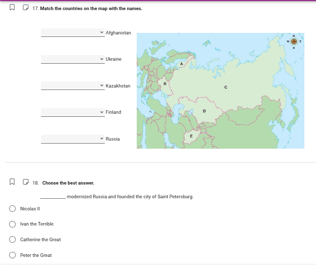 17. match the countries on the map with the names.afghanistanukrainekaz…