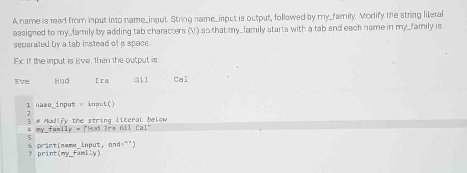 a name is read from input into name_input. string name_input is output,…