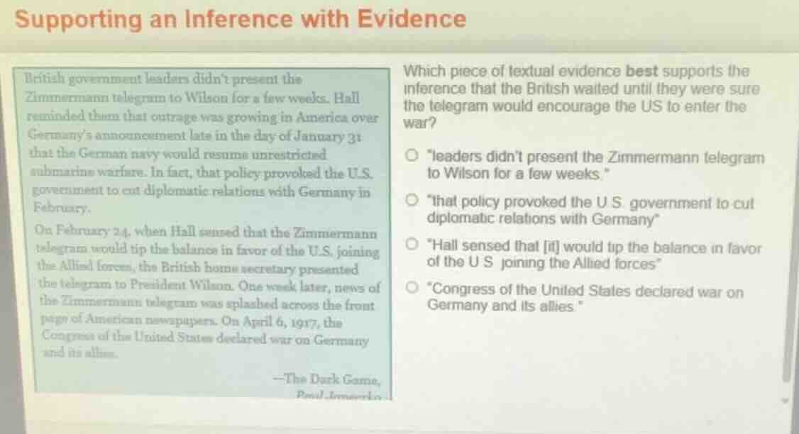 supporting an inference with evidence british government leaders didnt …