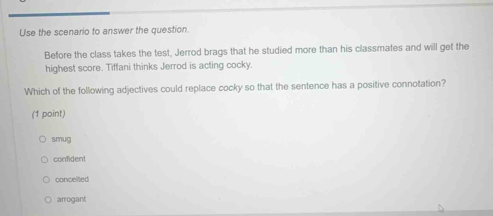 use the scenario to answer the question. before the class takes the tes…