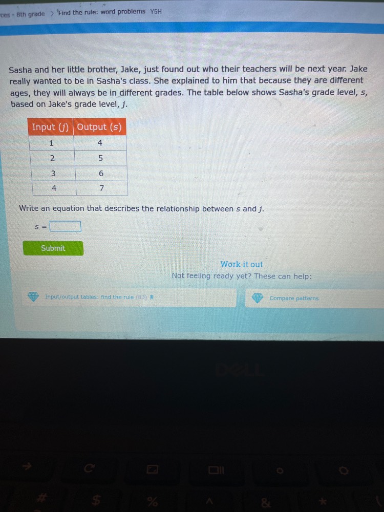 ces - 8th grade > find the rule: word problems ysh sasha and her little…