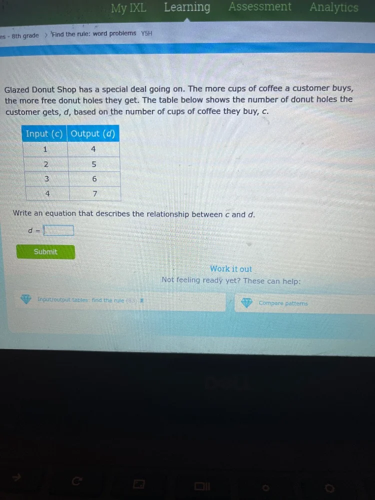 my ixl learning assessment analyticses - 8th grade > find the rule: wor…