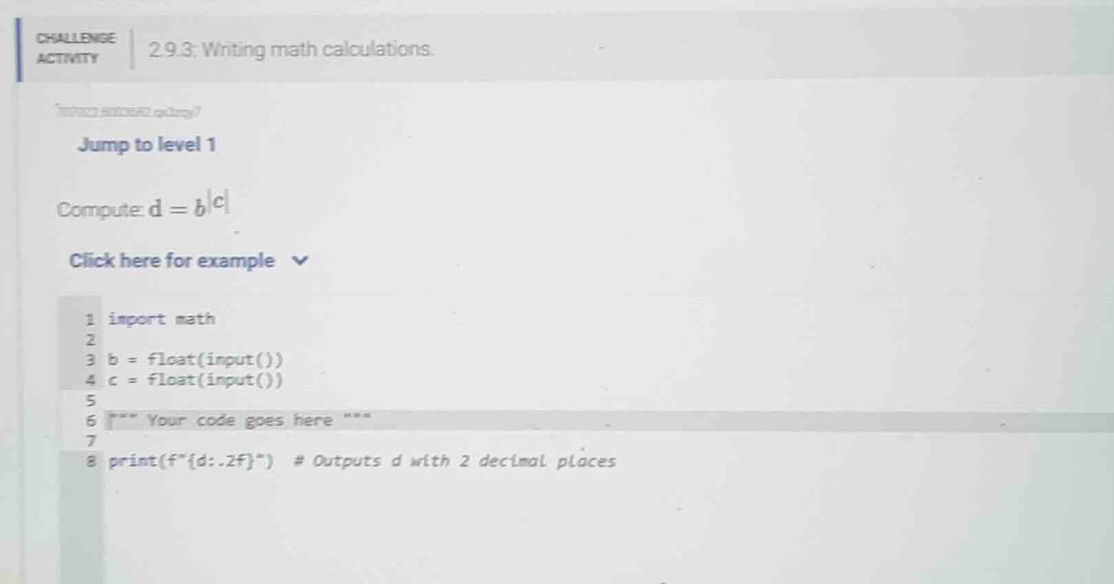 challenge activity 2.9.3: writing math calculations. jump to level 1 co…