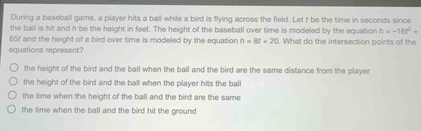 during a baseball game, a player hits a ball while a bird is flying acr…