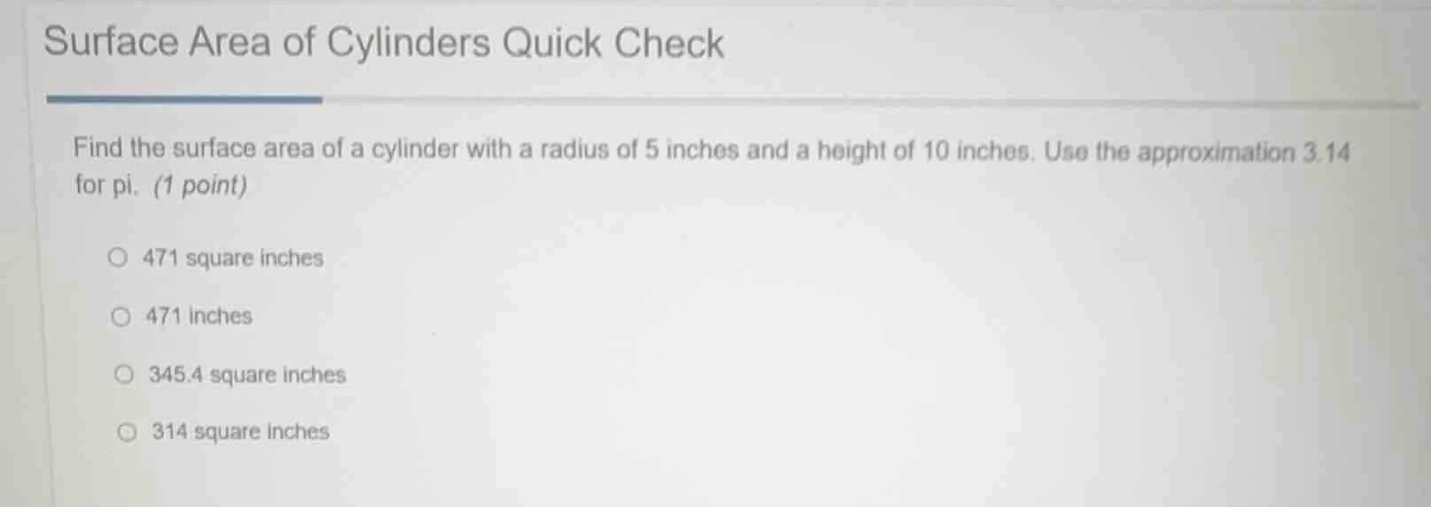 surface area of cylinders quick check find the surface area of a cylind…