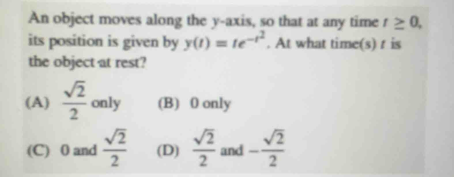 an object moves along the y-axis, so that at any time $t \\geq 0$, its …