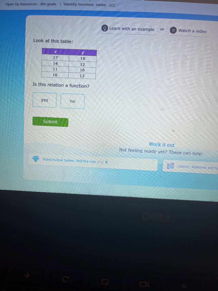 open up resources - 8th grade > identify functions: tables acc learn wi…