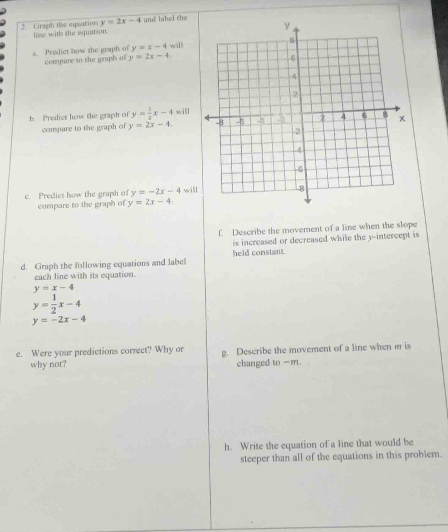 2. graph the equation $y = 2x - 4$ and label the line with the equation…