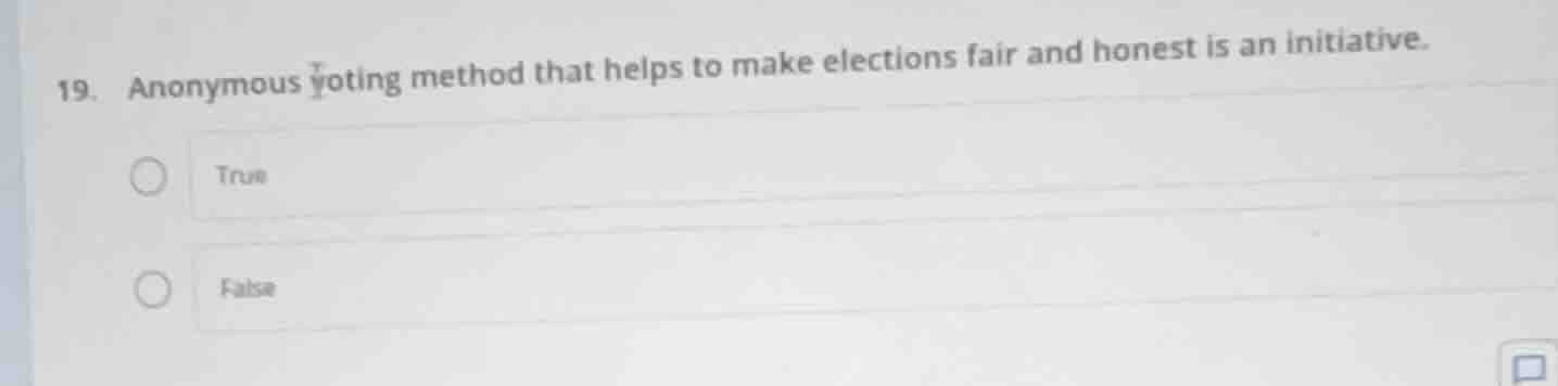 19. anonymous voting method that helps to make elections fair and hones…