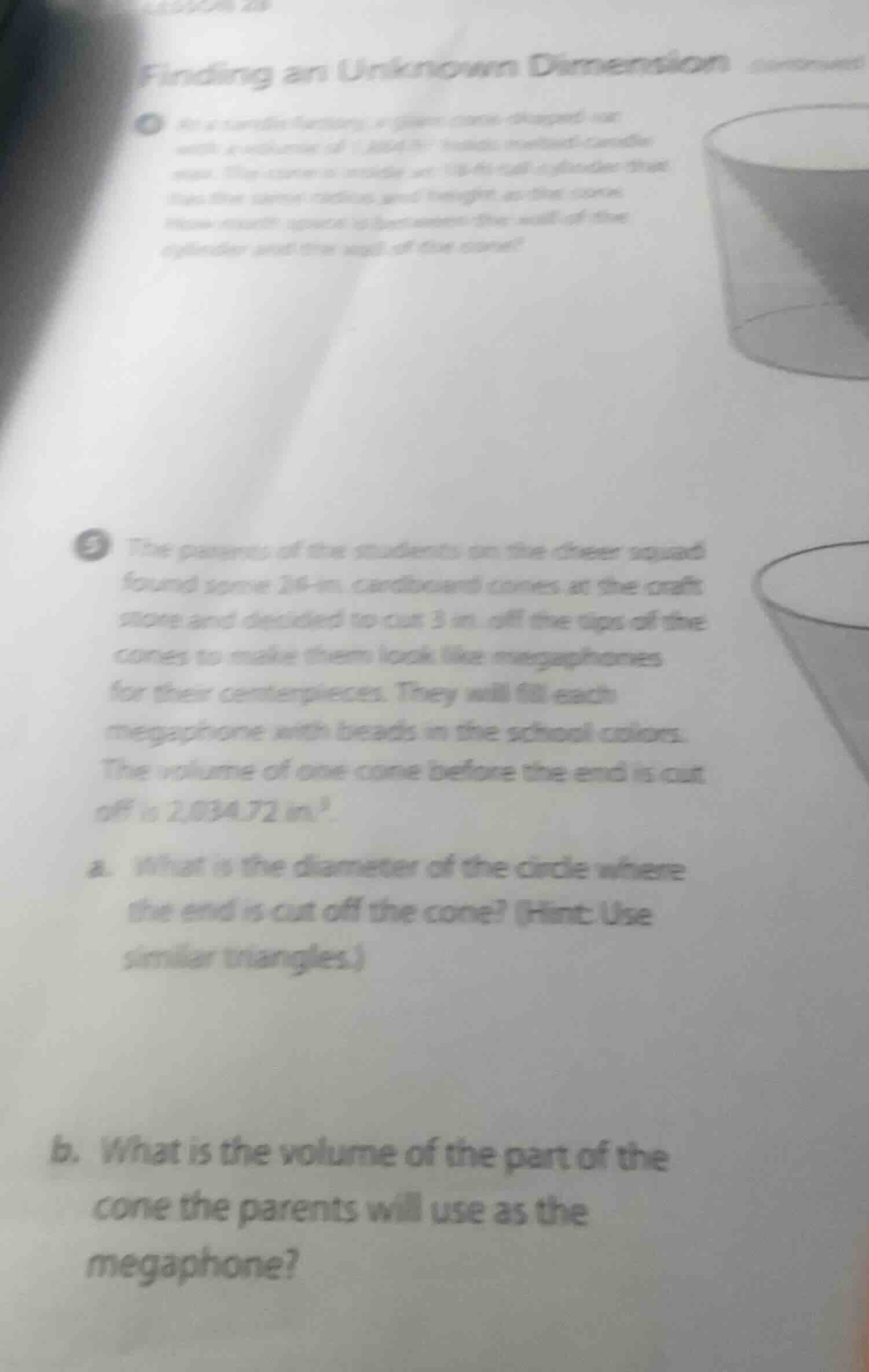 finding an unknown dimension4. at a candle factory, a glass cone-shaped…