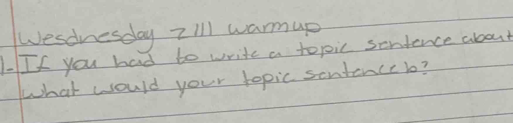 wednesday 2/11 warmup 1- if you had to write a topic sentence about wha…