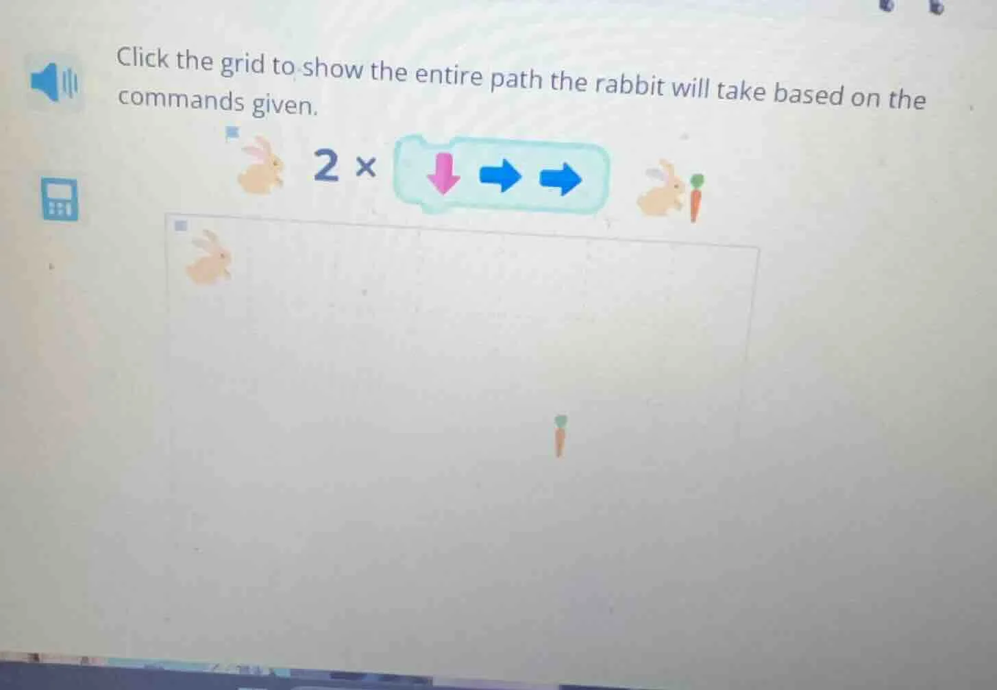 click the grid to show the entire path the rabbit will take based on th…